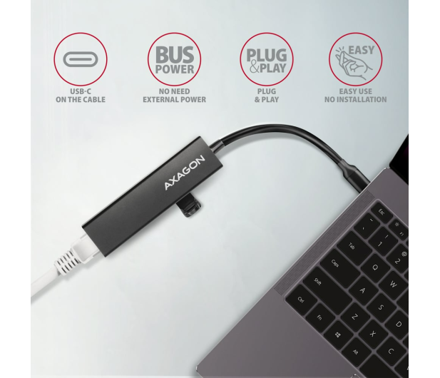 Axagon HMC-GL3A SuperSpeed USB-C hub + gigabit LAN - 1485459 - zdjęcie 2